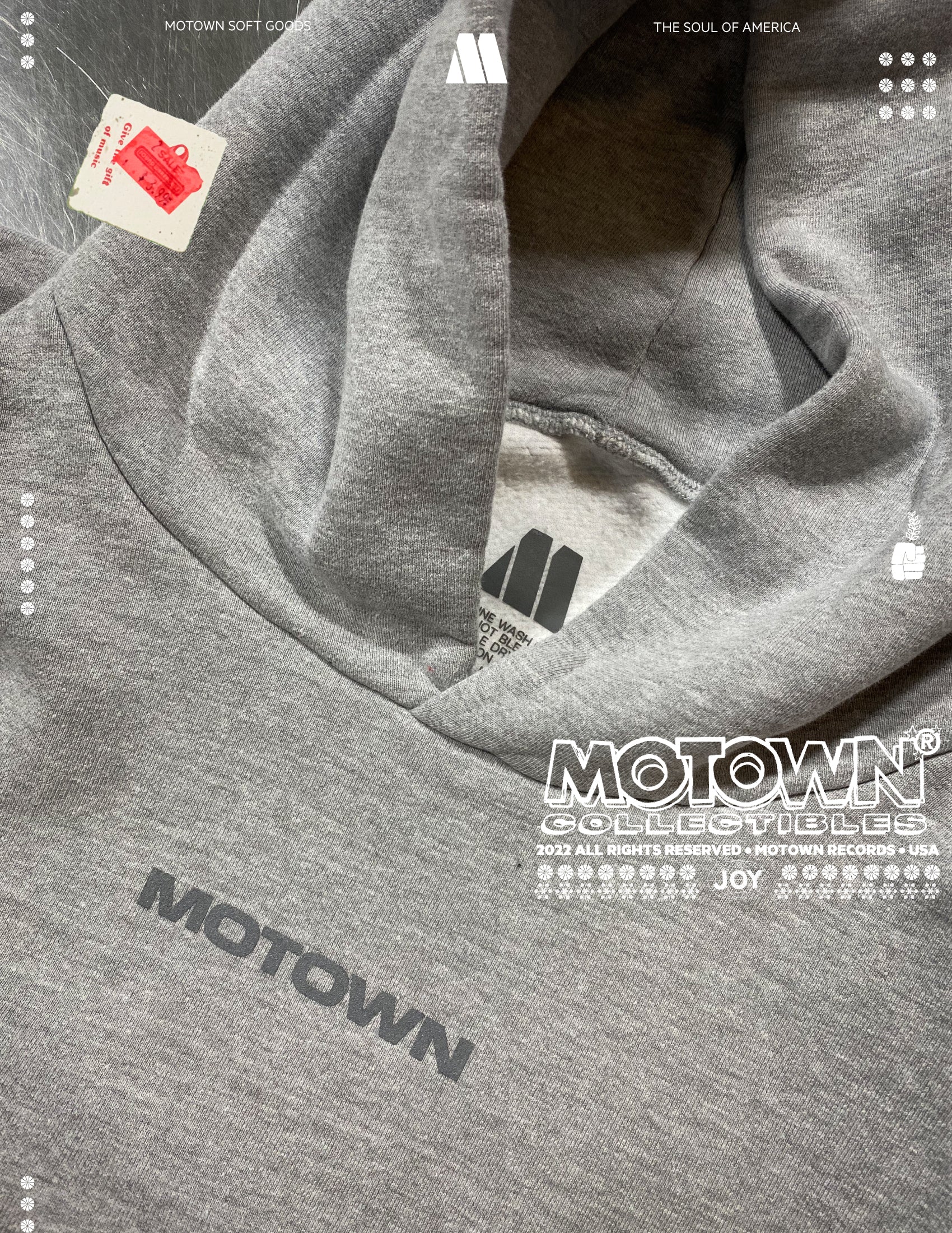 Grey Motown Essentials Hoodie - Image 3