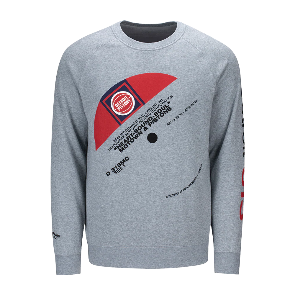 Pistons x Motown Vinyl Record Gray Crewneck Sweatshirt