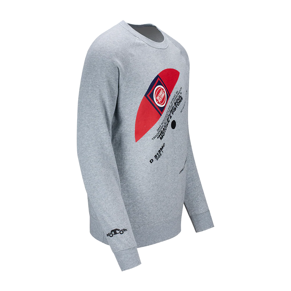 Pistons x Motown Vinyl Record Gray Crewneck Sweatshirt - Image 3